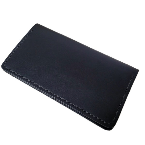 Black leather checkbook cover, free initial monogram personalization