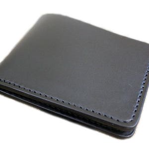 Cartera de cuero negro, cuero curtido vegetal de grano completo, cartera para hombres, cartera con monograma, cartera plegable de cuero personalizada