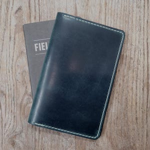Funda de cuero verde para notas de campo, funda de cuero para diario rellenable, funda para cuaderno personalizada