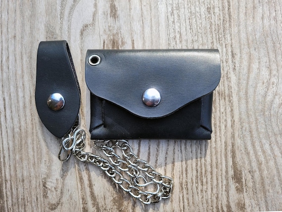 Cuero Cartera Con Cadena Hombre Cartera Gótica De Piel Con Cierre