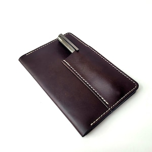 Full Grain Leather Field Notes Cover: Handmade Pocket Journal with Pen Holder