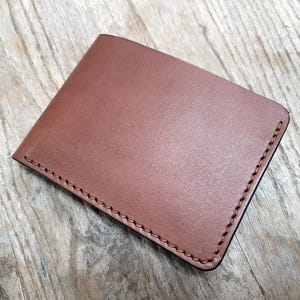 Cartera de cuero para hombre, cartera de cuero personalizada, billetera delgada de cuero, cartera de cuero con monograma, Medium brown