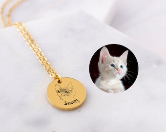 15mm Cat Necklaces for Woman Cat Memorial Gift Cat Portrait Custom Personalize Necklace Gift Customize Cat Gifts for Mom Pet Jewelry for Her