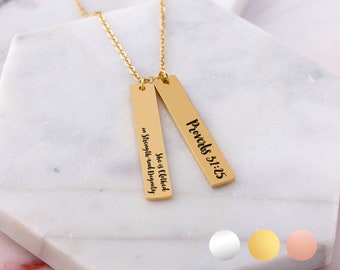 Personalize Bible Scripture Drop Necklace Encourage Verse Jewelry Gift for Mom Custom Inspirational Religious Christian Pendant Necklace