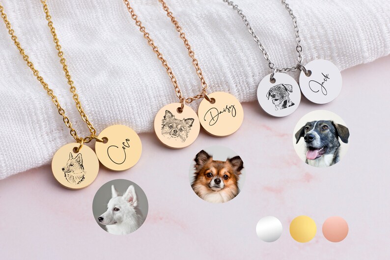 Dog Necklace Custom - Personalized Dog Portrait From Photo - Pet Memorial Necklace - Engraved Dog Necklace - Custom Dog Necklace for Women 