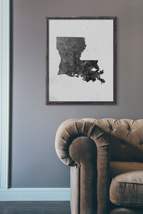 Scandinavian Style Louisiana Map Wall Art Print Wall Decor Minimalist Guest Room Decor Cafe Rustic Cozy 5x7 8x10 11x14 16x20 E069