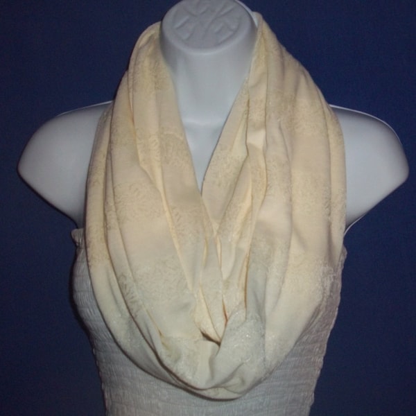 Jersey infinity scarf loop scarf tube scarf ivory scarf knit scarf