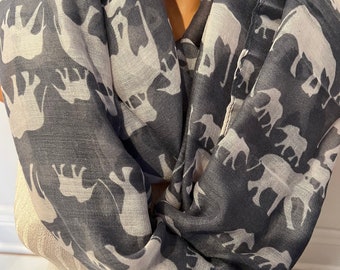 Elephant Scarf | Long Animal Print Scarf | Elephant Print Shawl | Lightweight Fashion Wrap | Boho Elephant Gift for Women