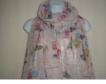 Eiffel Tower with Bird Light purple infinity scarf glitter scarf