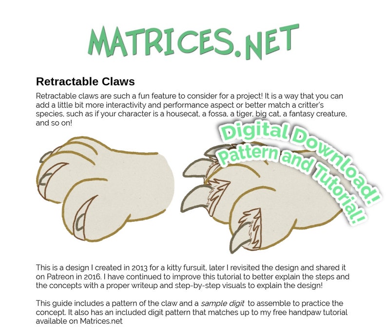 Pattern and Tutorial: Retractable Claws for Fursuits - Etsy