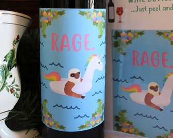 Rage Sloth Wine Bottle Label