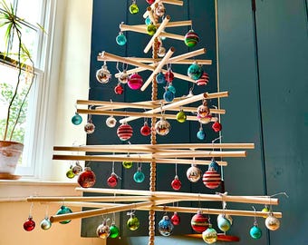 3FT-8FT Beaded Heirloom™ Wood Christmas Tree (Wood Star, Wood Storage Tube available in our Etsy shop) Minimalist Scandinavian Christmas