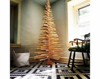 UPDATED 3-8FT FULL BRANCH Handcrafted Wood Christmas Tree (Wood Storage and Star available in our Etsy Shop) Modern Scandinavian Christmas