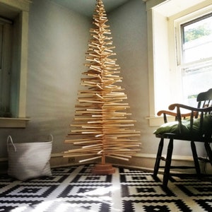 UPDATED 3-8FT FULL BRANCH Handcrafted Wood Christmas Tree (Wood Storage and Star available in our Etsy Shop) Modern Scandinavian Christmas