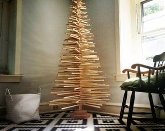 5FT-8FT with X-BASE (Circular Base Upgrade,Wood Star,Wood Storage Tube Upgrade avail in our Etsy shop) FULL BRANCH Wood Christmas Tree