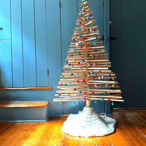 UPDATED 3-8FT FULL BRANCH Handcrafted Wood Christmas Tree (Wood Storage and Star available in our Etsy Shop) Modern Scandinavian Christmas