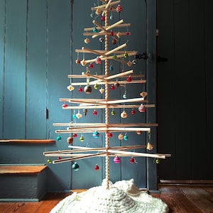Beaded Heirloom Wood Christmas Tree  (Wood Star and Storage Options available in Etsy Store) Scandinavian Nordic Minimal Modern Tree