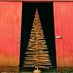 2FT-8FT Reclaimed Extinct American Chestnut SquareBranchWood ChristmasTrees w/X-Base(CircleBase, Star,StorageUpgrades avail in our EtsyShop)