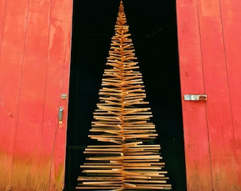 2FT-8FT Reclaimed Square Branch Wood Christmas Trees with X-Shaped Base (Circular Base, Star, Storage Upgrades avail in our Etsy Shop)