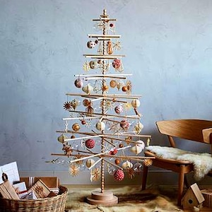 3-8FT Bead Heirloom™ Wood Christmas Tree (Wood Storage, Wood Star and other tree accessories available in our Etsy Shop)