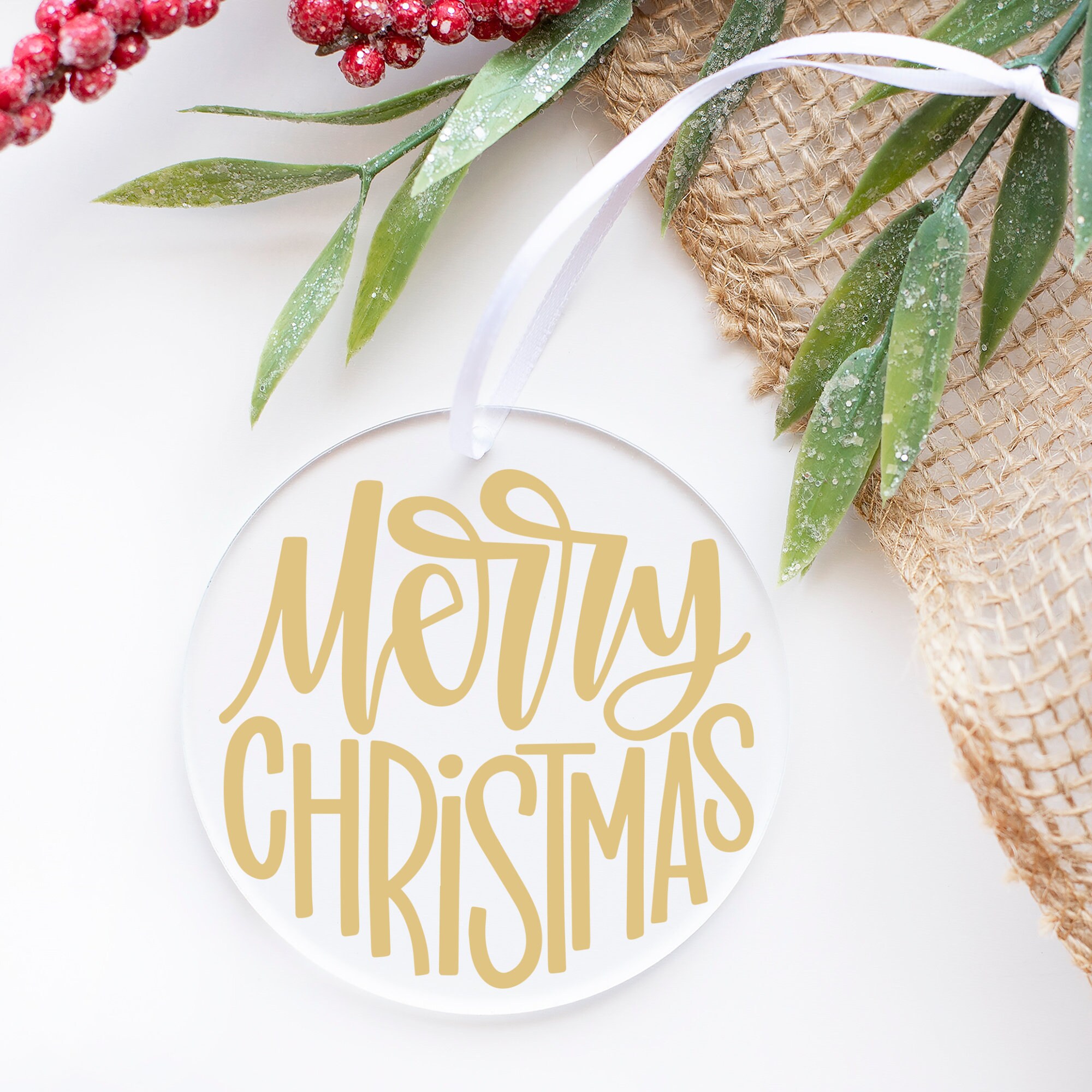 Merry Christmas Acrylic Ornament Christmas Ornament Custom Tag Custom ...