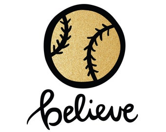 Team Pack of 14 Temporary Tattoos / “Believe” Softball Team Tattoos / Gold Metallic
