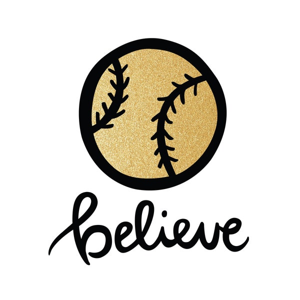 Team Pack of 14 Temporary Tattoos / “Believe” Softball Team Tattoos / Gold Metallic