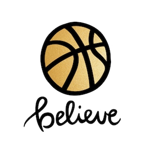 Team Pack of 14 Temporary Tattoos / “Believe” Basketball Team Tattoos / Gold Flash Tatt