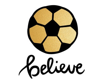 Team Pack of 14 Temporary Tattoos / “Believe” Soccer Team Tattoos / Gold Flash Tatt