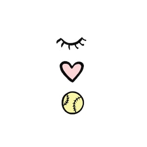 8 x 10&quot; Art Print Digital Download / &quot;Eye Heart Softball&quot;