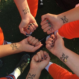 Team Pack of 14 Temporary Softball Soccer Volleyball Lacrosse Tattoos / "Play Your Heart Out" / Team Tattoos