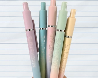 Personalized Soft Touch Pens - Custom Engraved Ombré Set of 5