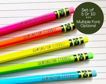 Custom Pencils｜Personalized Neon Pencils｜Custom School Supplies｜Classroom Pencils｜Back to School Teacher Gift