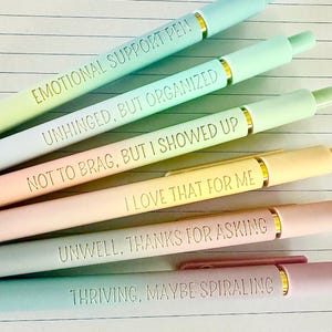 6-Pen Gift Set | Unhinged But High-Functioning Soft-Touch Ombre Gel Pens｜Snarky Sarcastic Gift for Her Graduation Birthday｜Office Supplies