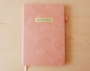 Diario personalizado | Libreta A5 personalizada de cuero vegano | Regalo de cumpleaños de graduación para adolescentes | Regalo de oficina personalizado