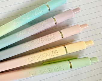 Custom Pens｜Personalized Pens｜Set of 5 Custom Engraved Soft Touch Pens｜Custom Graduation Birthday Gift for Her｜Custom Office Supplies