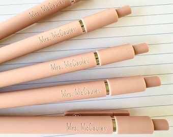 Custom Engraved Soft Touch Pens: Set of 5 Personalized Pens