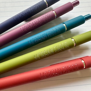 Custom Pens｜Personalized Pens｜Set of 5 Custom Engraved Soft Touch Pens｜Custom Gift for Her Gift for Him｜Coworker Gift｜Custom Office Supplies