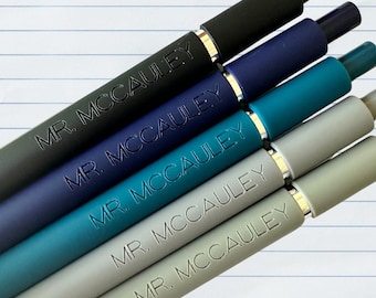 Custom Pens｜Personalized Pens｜Set of 5 Custom Engraved Soft Touch Pens｜Custom Birthday Gift for Him Boss Coworker Husband Graduation Gift