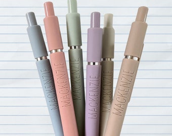 Custom Engraved Soft Touch Pens: Personalized Office Set of 6