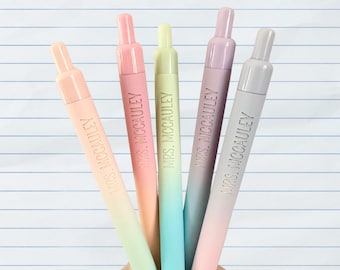 Custom Colored Ink Pens｜Personalized Pens｜Set of 5 Custom Engraved Gradient Gel Pens｜Custom Gift for Her｜Planner Pens｜Custom Birthday Gift