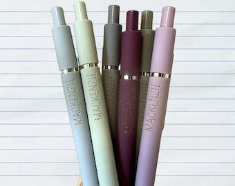Personalized Pens: Set of 6 Custom Engraved Soft Touch Gel Pens