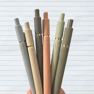 Custom Pens｜Personalized Pens｜Set of 6 Custom Engraved Soft Touch Pens｜Custom Gift for Her｜Graduation Coworker Gift｜Custom Office Supplies