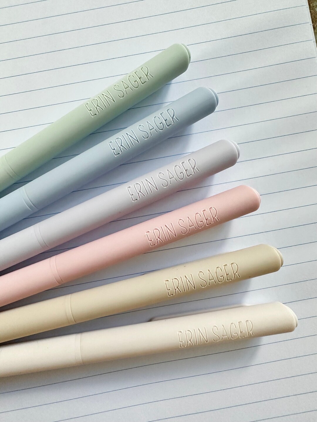 Custom Colored Ink Penspersonalized Pensset of 6 Custom Engraved Pastel