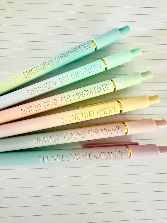 6-Pen Gift Set | Unhinged But High-Functioning Soft-Touch Ombre Gel Pens｜Snarky Sarcastic Gift for Her Graduation Birthday｜Office Supplies