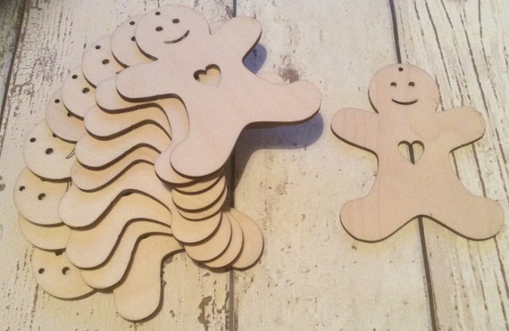 pack of 10 unpainted laser cut  gingerbread men perfect for crafting available in two sizes