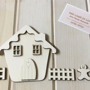 3d BRAND NUOVO laser non verniciato tagliato bianco 3D gingerbread house