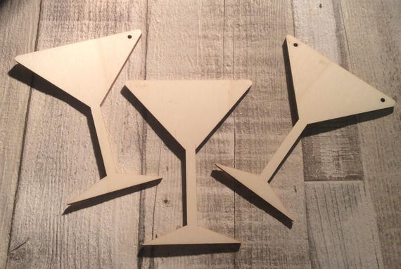 pack of 10 unpainted laser cut cocktail glasses perfect for crafting, fabulous for hen party, birthday party, bar decorations 1, 2or no hole