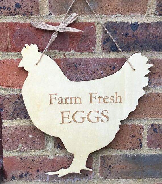 Laser cut wooden chicken large plaque - Farm Fresh Eggs