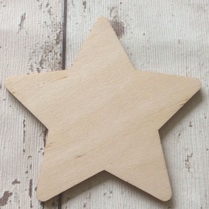 Legno tagliato al laser non verniciato NUOVO grande 25 cm a forma di stella
